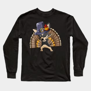 Thanksgiving  for Boys Men Dabbing Chihuahua Turkey Long Sleeve T-Shirt